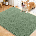 OLANLY Dog Door Mat for Muddy Paws 40x32, Absorbs Moisture and Dirt, Absorbent Non-Slip Washable Doormat, Quick Dry Chenille Mud Mat, Entry Indoor Entryway Carpet for Inside Floor, Olive Green by OLANLY