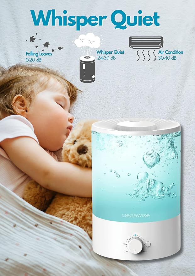 MEGAWISE 3.5L Cool Mist Humidifier with Top Refill, Large Capacity of 3.5L, Easy Safe and Convenient for Home + 7 Night light Colors - Image 4