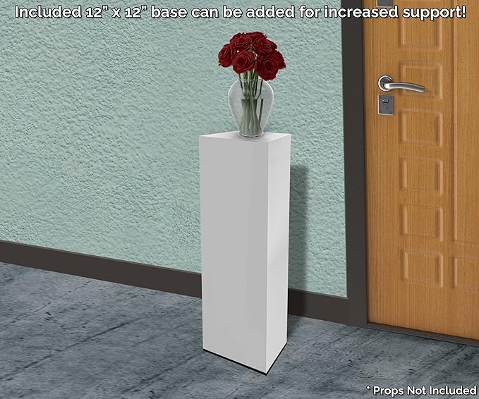 Marketing Holders Acrylic Display Riser Box Tall Pedestal 12" x 12" x 32" White Cube with Black Base Display Pedestal Art Sculpture Stand Box Lifter Elevate - Image 2