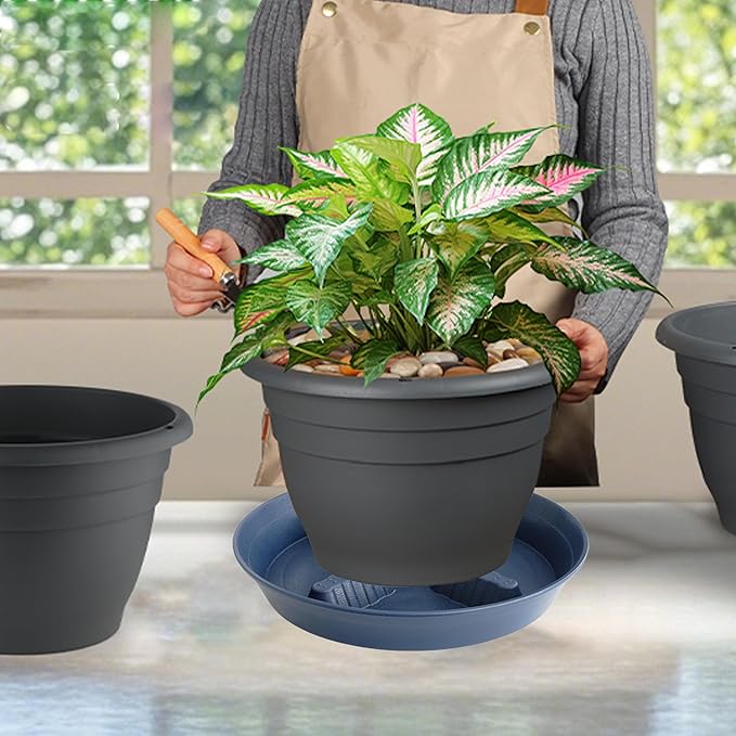 4 Pack Plant Saucer 14 inch, Plastic Plant Saucers for Indoors, Raised Middle Plant Trays for Pots, Water Tray for Plants, Plant Stand Water Catcher Tray, Pot Saucers for Plants - Image 6