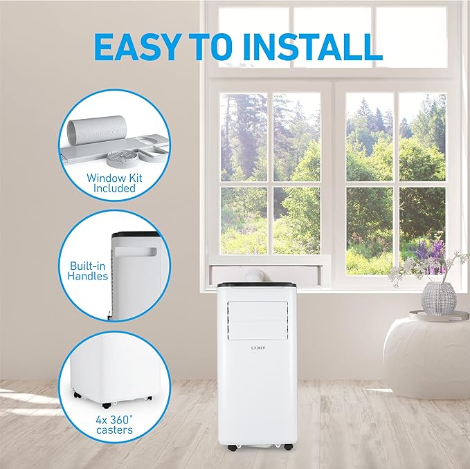 COBY Portable Air Conditioner 3-in-1 AC Unit, Dehumidifier & Fan, Air Conditioner 9,000 BTU Portable AC Unit for 400 Sq. Ft. with Remote Control, 24-Hour Timer, & Installation Kit - Image 5