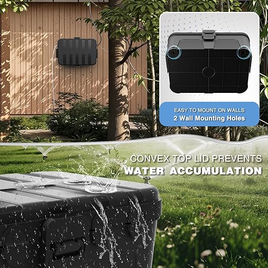 Flemoon Large Outdoor Electrical Box (12.5 x 8.5 x 5 inch), IP54 Waterproof Extension Cord Cover Weatherproof, Protect Outlet, Plug, Socket, Timer, Power Strip, Holiday Light Decoration, Black - Image 7