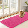 OLANLY Dog Door Mat for Muddy Paws 47x17, Absorbs Moisture and Dirt, Absorbent Non-Slip Washable Doormat, Quick Dry Chenille Mud Mat for Dogs, Entry Indoor Entryway Carpet for Inside Floor, Hot Pink by OLANLY