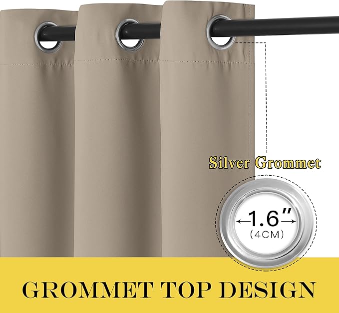 NICETOWN Taupe Blackout Curtains for Bedroom 95 Inch Length - Thermal Insulated Room Darkening Privacy Grommet Window Drapes for Boys Room, Set of 1 Panel, 80 x 95 Inch - Image 5