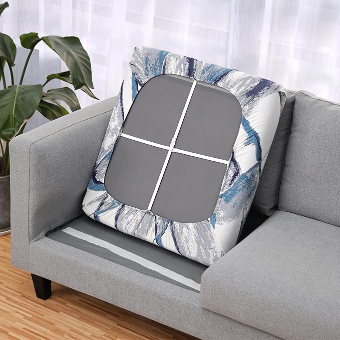 Fuloon Sofa Cushion Covers, Stretch Printed Seat Cushion Cover Couch Seat Slipcovers Washable Furniture Protector for Armchair Loveseat Sofa (Blue, 2 PCS) - Image 4