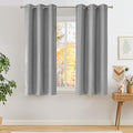 NICETOWN Short Faux Linen Light Grey Blackout Curtains 63 inches Long for Kitchen - Privacy Panels for Living Room Bedroom, Modern Farmhouse Style Easy Care Grommet Top, 2 Panels, W42 by L63 by NICETOWN