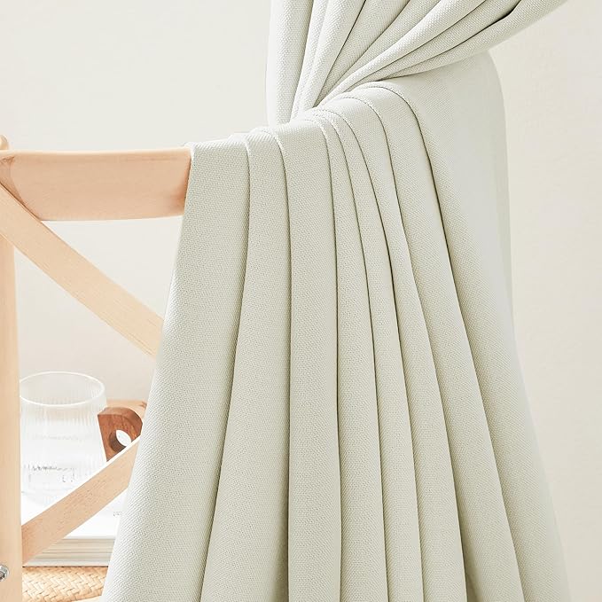 NICETOWN Room Darkening Bedroom Curtains 96 inches Long, Dual Rod Pockets & Hook Belt Light Blocking Noise Canceling Window Treatments for Living Room/Nursery, Natural, W52 x L96, 2 Panels - Image 5