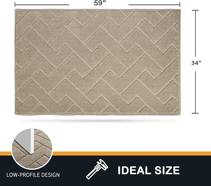 PURRUGS Dirt Trapping Door Mat 34" x 59", Non-Slip Machine Washable Entry Rug, Dog Doormat, Indoor Front Door Mat, Super Absorbent Entryway Rug for Muddy Shoes & Paws, Taupe - Image 2