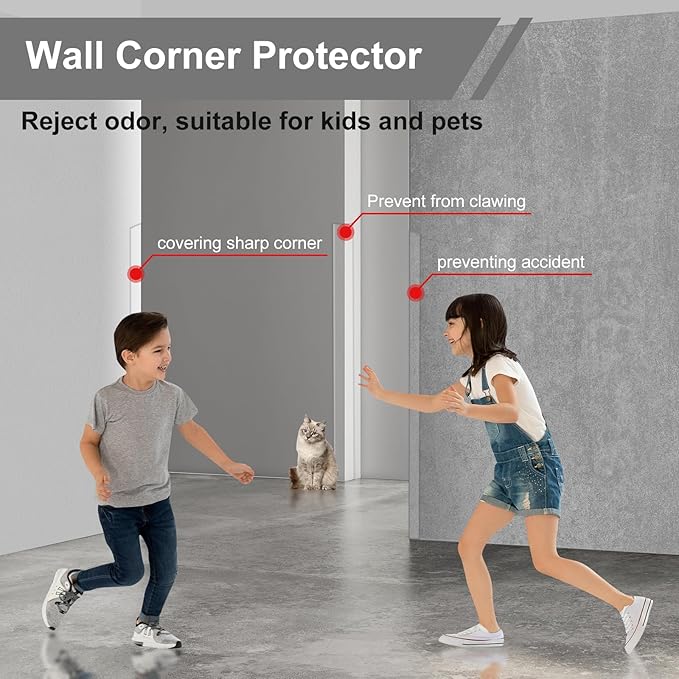 Wall Corner Protector,2PCS Clear Corner Protectors for Walls Scratch Prevent,31-1/2 in(L) X 1-5/8 in(W) Corner Guard for Wall,Stair Corner,Edge Protector Easy to Install - Image 2