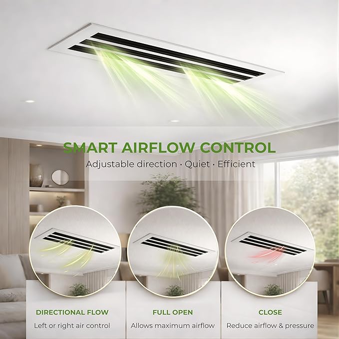 Modern Air Vent Cover 12x6 (Duct Opening) – Aluminum Linear Slot Diffuser, Decorative White HVAC Register with Slim Design for Wall & Ceiling, Quiet & Adjustable Airflow - Image 8