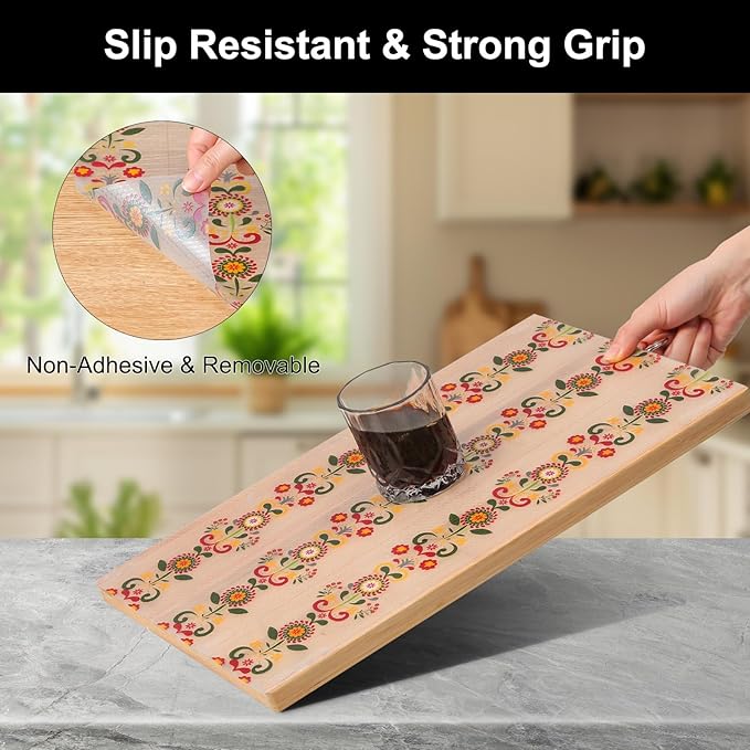 Cooyes Shelf Liner – Non-Slip Cabinet & Drawer Liner for Kitchen – Non-Adhesive Waterproof Shelf Paper with Modern Pattern – Durable EVA Cabinet Mat – Easy to Cut (Sunflower,11.8" W x 360" L) - Image 2