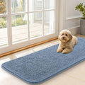 OLANLY Dog Door Mat for Muddy Paws 47x17, Absorbs Moisture and Dirt, Absorbent Non-Slip Washable Doormat, Quick Dry Chenille Mud Mat for Dogs, Entry Indoor Entryway Carpet for Inside Floor, Airy Blue by OLANLY