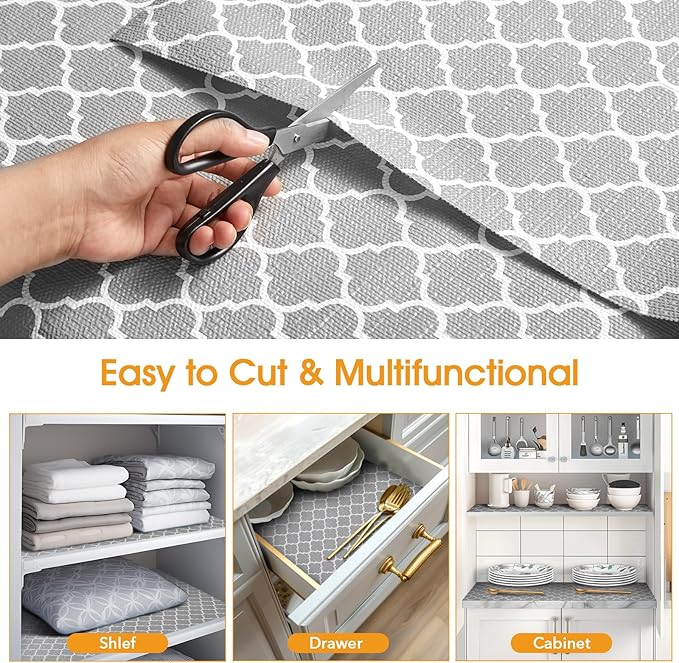 Shelf and Drawer Liner for Kitchen Cabinets Non-Adhesive, Strong Grip Non-Slip Thickened Cabinet Liners for Shelves, Waterproof Mats for Dresser Cupboard, Gray, 12 in x 30 Feet - Image 5