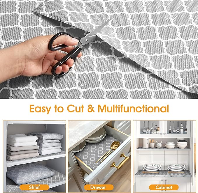 Shelf and Drawer Liner for Kitchen Cabinets Non-Adhesive, Strong Grip Non-Slip Thickened Cabinet Liners for Shelves, Waterproof Mats for Dresser Cupboard, Gray, 12 in x 20 Feet - Image 5