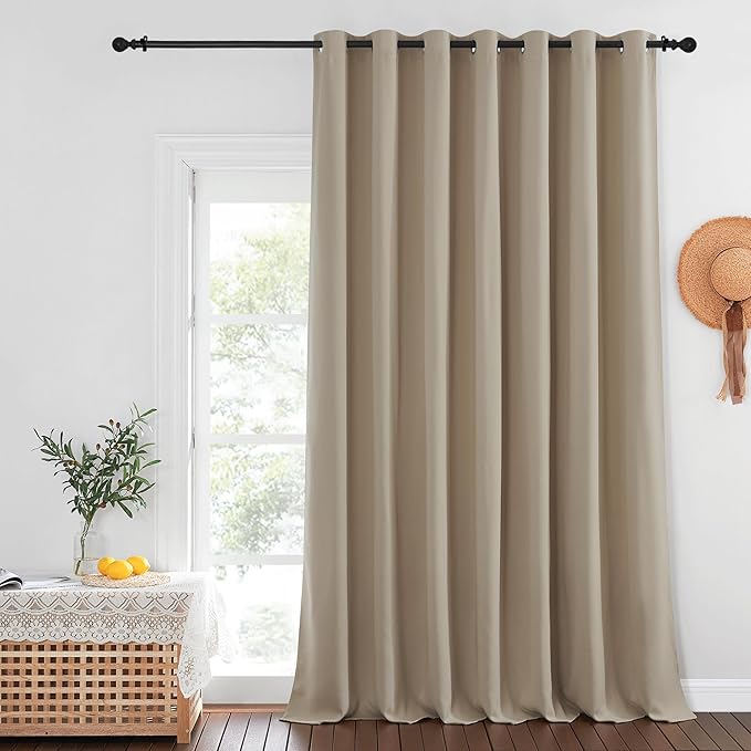 NICETOWN Taupe Blackout Curtains for Bedroom/Living Room 132 Inch Length - Thermal Insulated Room Darkening Grommet Top Window Curtains (100 by 132 - Inch, 1 Panel) by NICETOWN