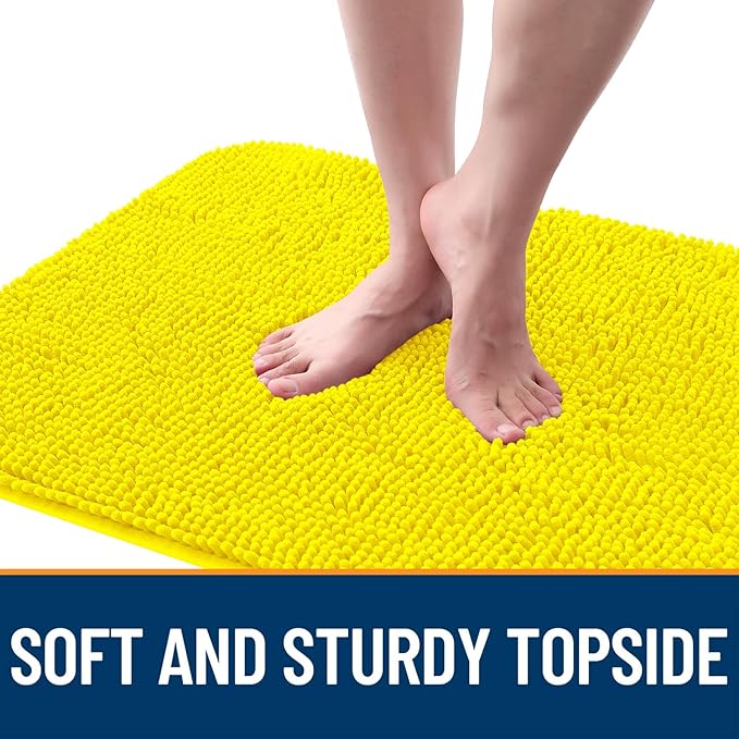 OLANLY Dog Door Mat for Muddy Paws 30x20, Absorbs Moisture and Dirt, Absorbent Non-Slip Washable Doormat, Quick Dry Chenille Mud Mat, Entry Indoor Entryway Carpet for Inside Floor, Lemon Yellow - Image 4