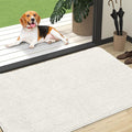 OLANLY Dog Door Mat for Muddy Paws 47x32, Absorbs Moisture and Dirt, Absorbent Non-Slip Washable Doormat, Quick Dry Chenille Mud Mat for Dogs, Entry Indoor Entryway Carpet for Inside Floor, Ivory by OLANLY