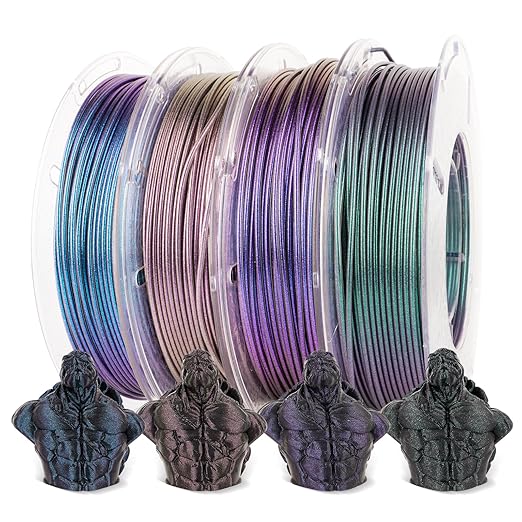 AMOLEN PLA 3D Printer Filament,PLA PrintingFilament Starry Sky Series Pla 1.75mm Bundle, Starry Sky Dark Purple/Green/Blue/Purple Red, 4x200g Pack by AMOLEN