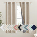 NICETOWN Cream Thick Linen Blend 100% Blackout Curtains 63" Long 2 Panels Set for Bedroom, 42" Wide, Rustic Grommet Thermal Insulated Flax Textured Full Blackout Window Draperies with Grey Liners by NICETOWN