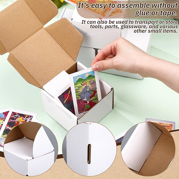 Eaasty 10 Pack Gaming Card Storage Box White Corrugated Cardboard Box Craft Gifts for Gaming Accessories Business Literature Mailing Packaging - Image 4
