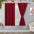 Hiasan Blackout Curtains for Bedroom, 52 x 54 Inches Long - Thermal Insulated & Light Blocking Window Curtains for Living Room, 2 Drape Panels Sewn with Tiebacks, Christmas Red by Hiasan