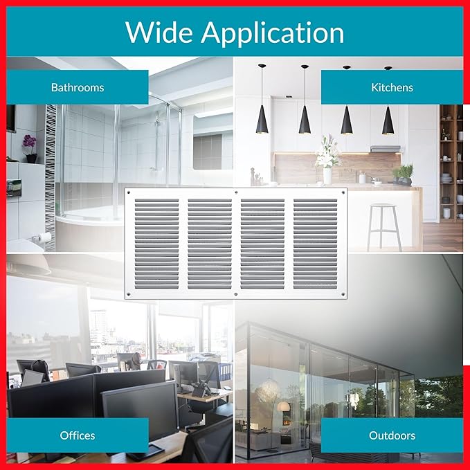 14x6 Vent Cover (Duct Opening) - White HVAC Return Air Grille for Wall and Ceiling - Metal AC Vent Cover with Mesh - Rectangular Ventilation Register - External Dimensions: 15.75" W x 7.87" H - Image 7