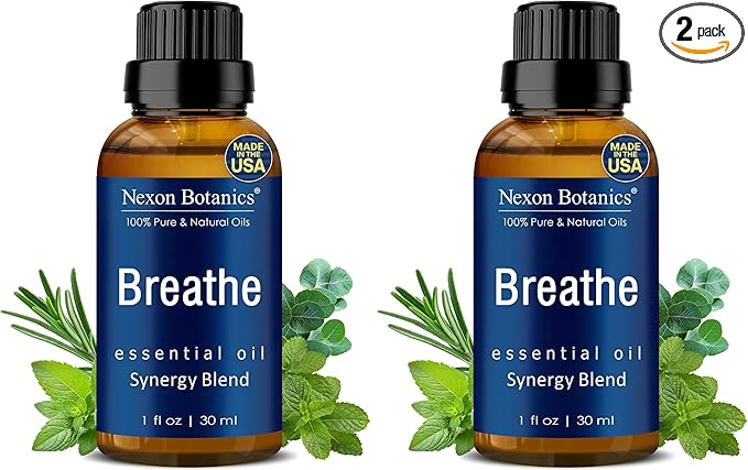 Breathe Essential Oil Blend 30 ml - Breath Sinus Relief with Menthol Oils - for Humidifiers, Diffusers, and Aromatherapy - Nexon Botanics (Pack of 2) by NexonBotanics