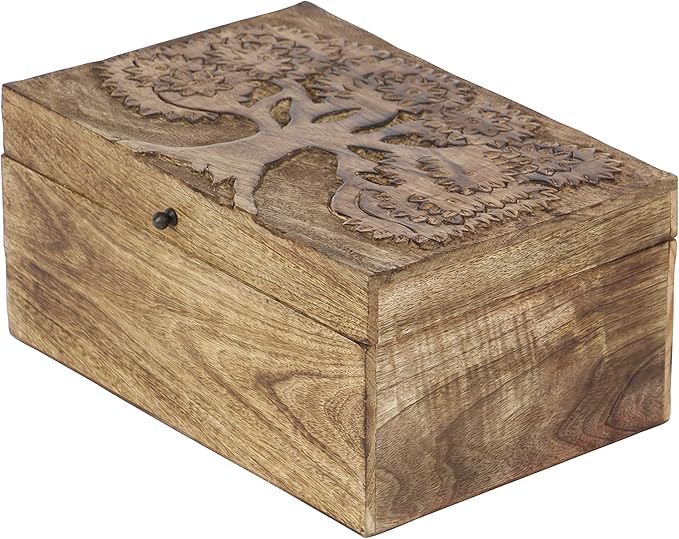 Deco 79 Mango Wood Floral Handmade Decorative Box Decorative Keepsake Boxes with Hinged Lid, Set of 3 Storage Boxes 8", 10", 12"W, Brown - Image 14