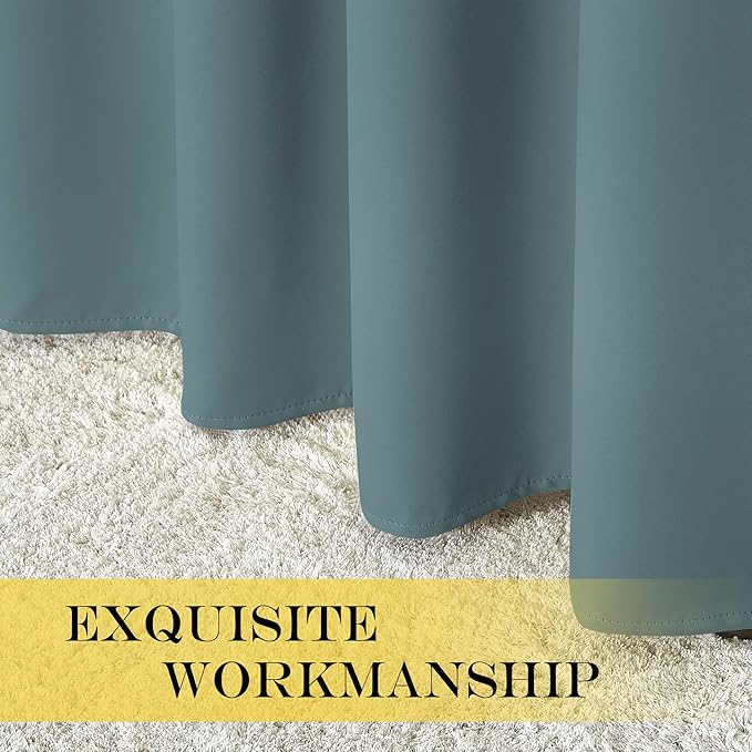 NICETOWN Blackout Curtains & Drapes - Privacy Thermal Efficiency Backdrop Curtains for Bedroom Room Divider Living Room Patio Sliding Glass Door, Wide 80 x Long 144 inch, Greyish Blue, 1 Panel - Image 6
