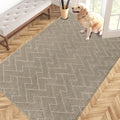 PURRUGS Easy Care Area Rug 4ft x 6ft, Non-Slip Machine Washable Entry Rug, Dog Door Mat, Stain Resistant Accent Rug for Hallway, Bedroom, Living Room and Mudroom, Taupe by PURRUGS