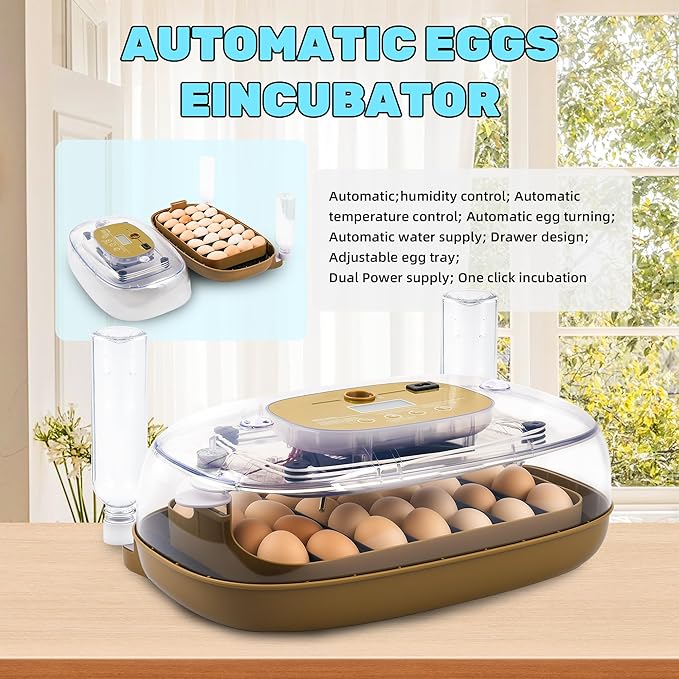 Incubators for Hatching Eggs,24 Egg Incubator with Automatic Egg Turning and Humidity Control,Egg Candler,Air Vent,360° Viewing for Chicken,Duck Eggs,Ideal for Farm,Classroom,Home Use - Image 7