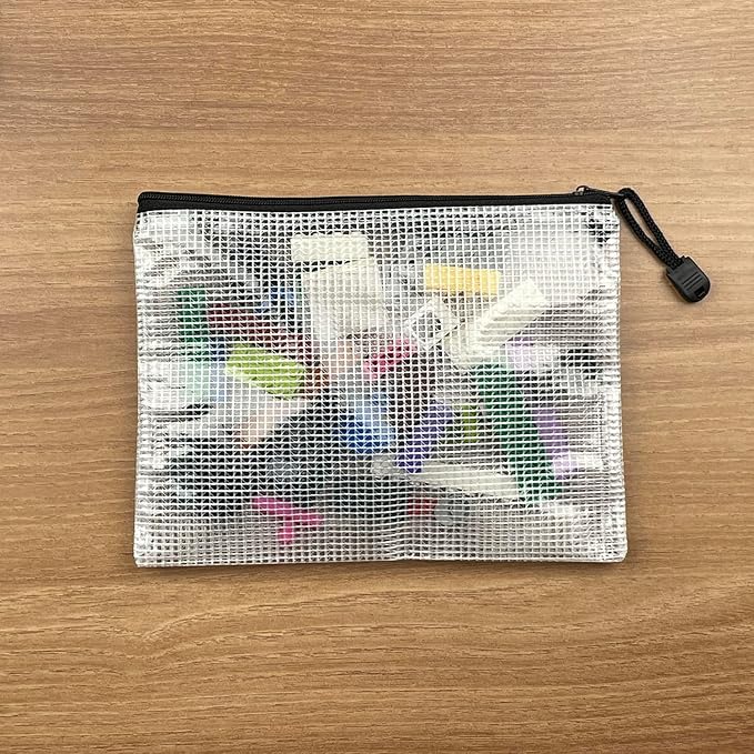 Oaimyy-A6(6"x 4.5"), Mesh Zipper Pouch Document Folders Bag Plastic Zip File Folders for School Office Supplies, Travel, Organizing Storage-Black,6 Pcs - Image 9