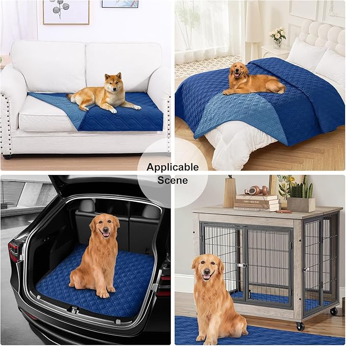 Smiry Reversible Waterproof Couch Covers for Sofa, Washable Dogs Pet Couch Covers for 3 Cushion Sofa Pet Friendly, Water Resistant Furniture Protector Slipcover, Geometric (30"x70", Navy/Blue) - Image 7