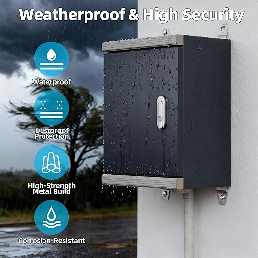 Joinfworld Outdoor Electrical Metal Box 15.7" x 11.8" x 7.8" Weatherproof Outdoor Junction NEMA Enclosure Box with Lock Din Rail Cable Gland - Image 3