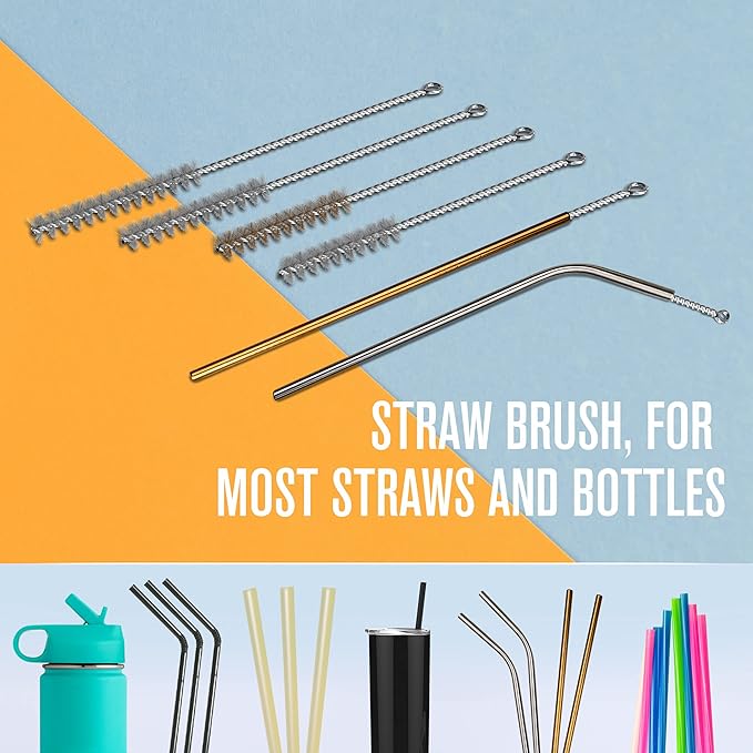 Houseables Bottle Brushes, Water Bottle Cleaner Brush Set, Hydroflask Cleaning Kit, Cup Cleaner Brush, Glass Brushes for Washing Glasses, Cup Scrubber, for Straw, Tumbler, Decanter, Flexible, 9 PK - Image 7