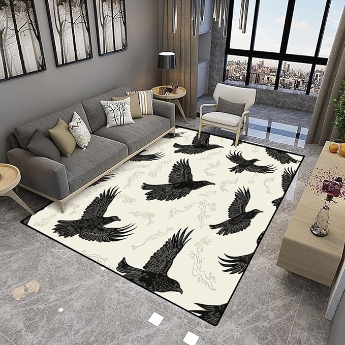 Area Rug, Soaring Eagle Pattern Printing Reversible Area Rugs Fade Resistant, Flame Resistant, Quick Dry, Stain Resistant, Waterproo Floor Carpet for Living Room Bedroom, 24 x 36 Inch - Image 4