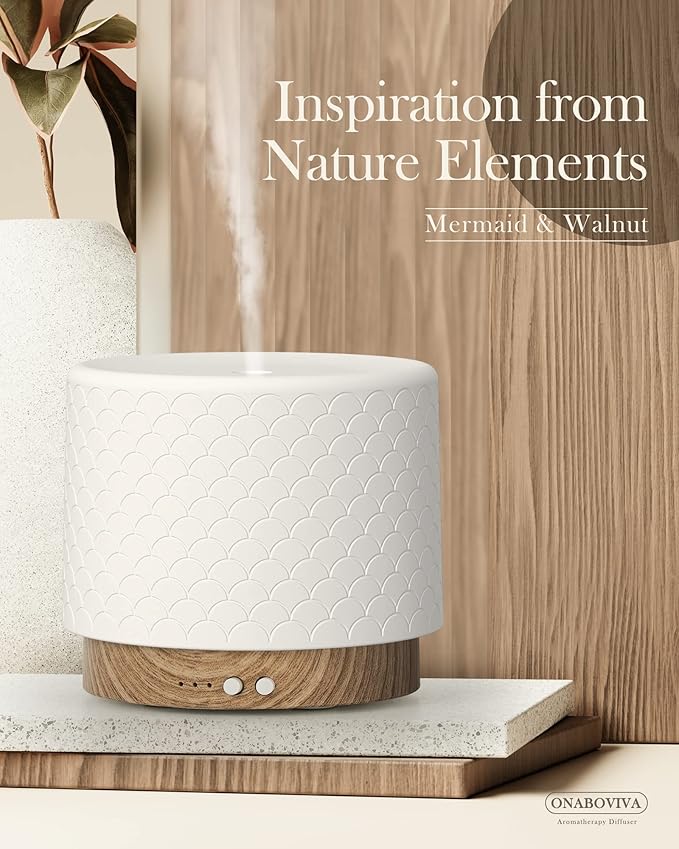 Essential Oil Diffuser, 280ml Ceramic Diffusers for Large Room, Ultrasonic Aromatherapy Diffuser with Cool Mist Humidifier, Quiet and Intelligent Oil Diffusers for Home,Office,Yoga,Bathroom - Image 9