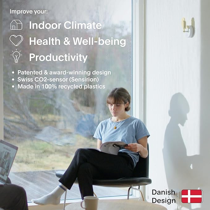 Birdie 2.0 - Design Indoor CO2 Monitor - Air Quality Meter for Home & Office - Modern Interior Decor - Visual Air Quality Sensor for Fresh Air - Wall Mounted - Swiss Sensor Technology-Dune, FullBirdie - Image 4