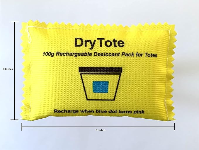 DryTote Rechargeable Desiccant Pack (Pack of 50), Ultimate Moisture Absorption, Color Change Indicator, Safe Storage Protection, Large Capacity 200 Gallons, 100g, Yellow - Image 7