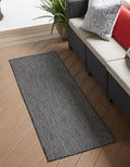 Unique Loom Collection Casual Transitional Solid Heathered Indoor/Outdoor Flatweave Area Rug (2' 7" x 10' Runner, Black/Ivory) by UniqueLoom
