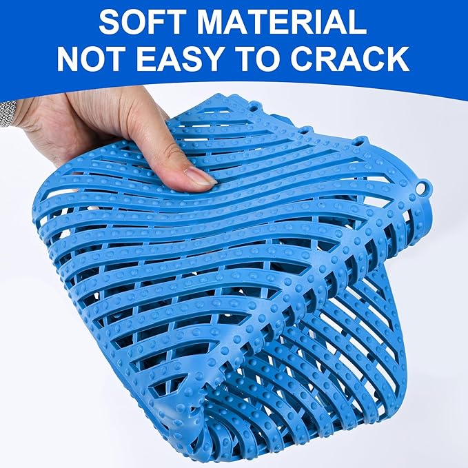 MYFAMIREA Modular Interlocking Cushion 12 Pack 11.8" x 11.8" Rubber Floor Tiles Non-Slip Splicing Drainage Mats for Deck, Pool, Shower, Patio, Balcony, Bathroom, Kitchen, Yard (1 Rows Dots, Blue) - Image 3