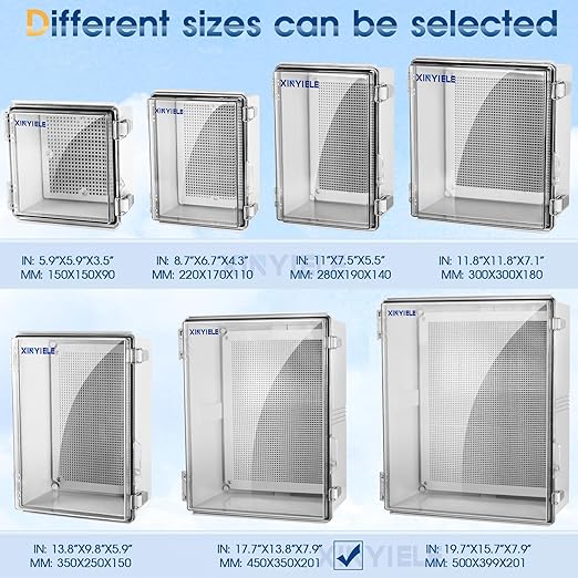 Waterproof Outdoor Project ABS Plastic Junction Box IP67 Weatherproof Dustproof Enclosure with Hinged Cover, Mounting Plate,Wall Brackets for Power Project (Clear,17.7"x13.8"x7.9") - Image 4