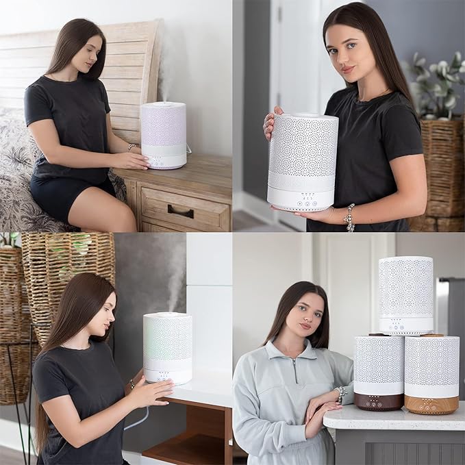 BlueHills 2500 ML XL Essential Oil Diffuser Aroma Humidifier with Timer for Large Home Decor Baby Rooms Big Huge 2.5 L Capacity Long Run Color Changing Lights Decorative Design High Mist White- F002 - Image 2