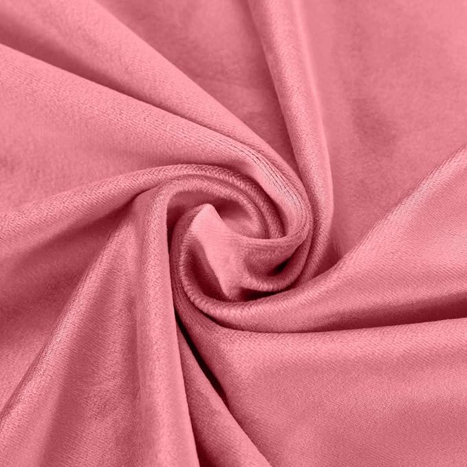ChadMade Blackout Lined Premium Velvet Curtain Rose 100Wx84L Inch (1 Panel), Eyelet Grommet for Livingroom Bedroom Theater Studio, Leon Collection - Image 6