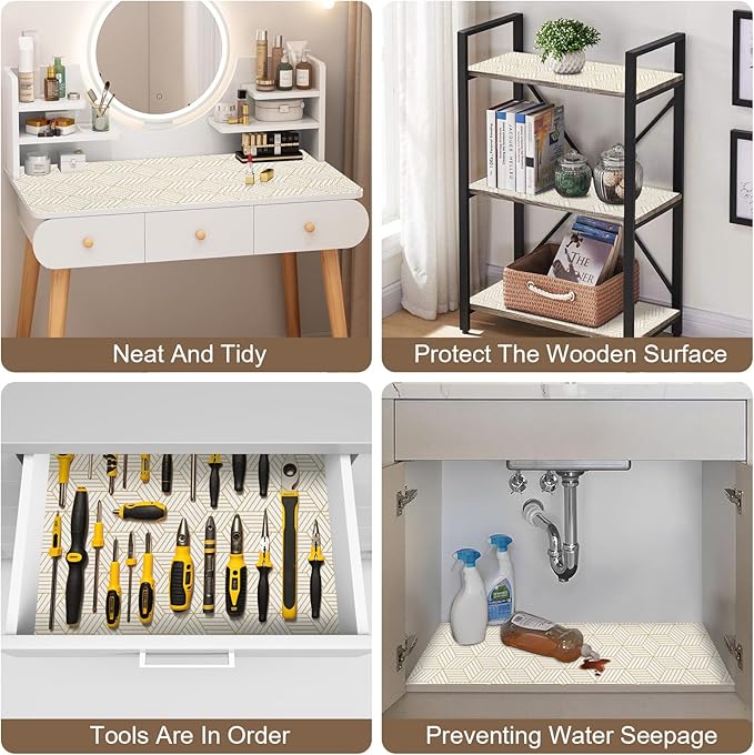 OcePor Non-Adhesive Drawer and Shelf Liner 24IN x 30FT，Non Slip Cabinet and Cupboard Liner, Kitchen Cabinet Liners for Shelves, Waterproof Drawer Shelf Liners for Cabinets/Bathroom Cupboard - Image 5