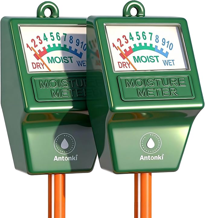 Antonki 2 Pack Soil Moisture Meter, Plant Water Meter for Gardening,Farming, Soil Tester Hygrometer Sensor for Indoor Outdoor House Plants, Flower, Lawn- No Battery Required by Antonki