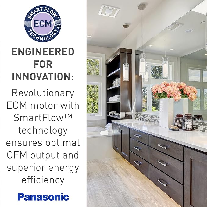 Panasonic WhisperSense Ceiling Mount Bathroom Exhaust Fan with LED Light, Motion & Humidity Sensors, 50-80-110 CFM, FV-0511VQCL1 - Image 6