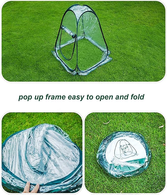 porayhut Pop Up Greenhouse Cover ,Pack of 2 Pcs,Flower House Mini Gardening Plant Flower Sunshine Room Room,Backyard PVC Greenhouse Cover for Cold Frost Protector Gardening Plants - Image 7