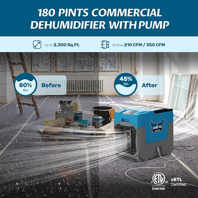 Argendon LGR Commercial Dehumidifier with Pump, 180 Pints Dehumidifiers for Crawl Space, Basements, Large Space, Water Damage Unit, Industrial dehumidifier with Wheels and Handle, 5 Year Warranty - Image 5