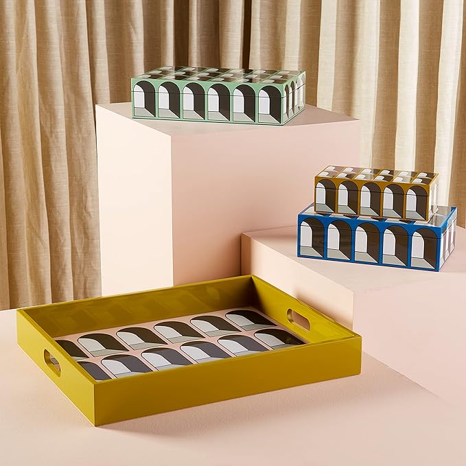 Jonathan Adler Medium Arcade Lacquer Box,Blue - Image 2